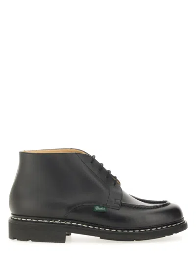 PARABOOT POLISHED LEATHER LACE-UP BOOT WITH ROUNDED TOE