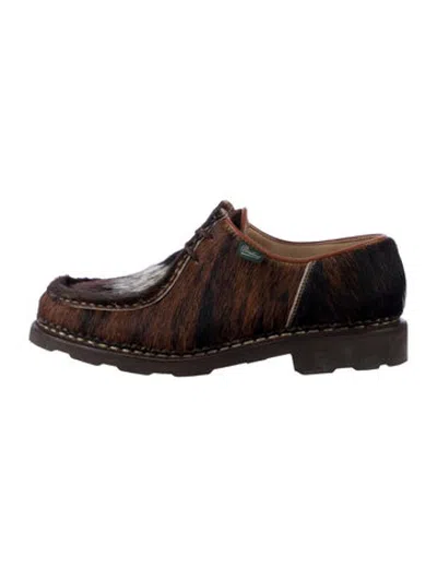 Pre-owned Paraboot Ponyhair Animal Print Loafers In Brown