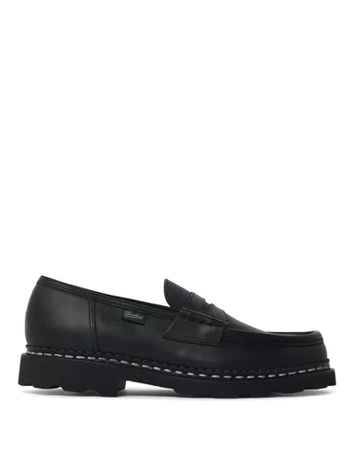 Paraboot Reims Black Leather Loafers Lisse Noir