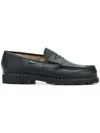 Paraboot Distressed Leather Loafers Chunky Sole In Black