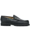 Paraboot Distressed Leather Loafers Chunky Sole In Black