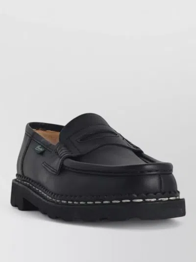 Paraboot Reims Leather Loafers Chunky Sole In Black