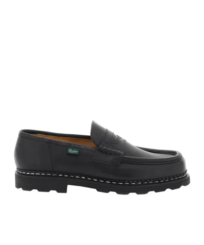 Paraboot Round Head Loafer Shoes In Black