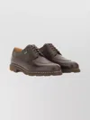 Paraboot Round Toe Leather Loafers With Stitched Detail In Brown