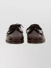 Paraboot Round Toe Loafers Stitched Detailing Rubber Sole In Brown