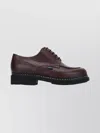 Paraboot Round Toe Loafers Stitched Detailing Rubber Sole In Burgundy