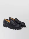 Paraboot Round Toe Rubber Sole Stitched Detailing Loafers In Black
