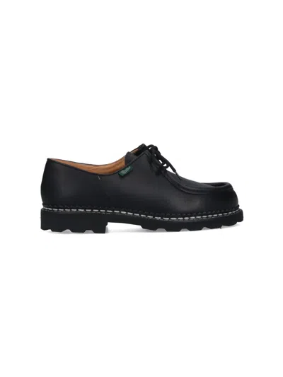 Paraboot Rounded Toe Black Calf Leather Derby Shoes