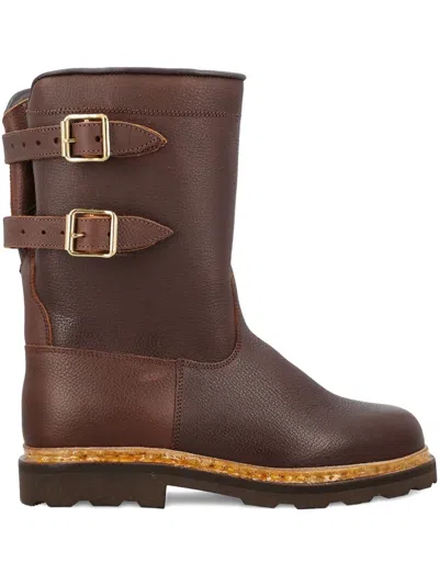 PARABOOT SANGLIER DOUBLE-BUCKLE LEATHER BOOTS