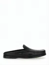 Paraboot Smooth Calf Leather Slip-on Loafers With Mule Silhouette In Black