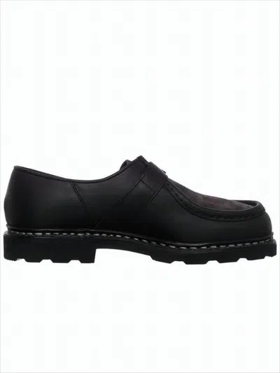 Paraboot Smooth Leather Loafer With Suede Vamp In Black