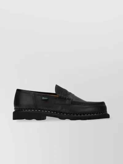 Paraboot Stacked Heel Penny Loafers In Black
