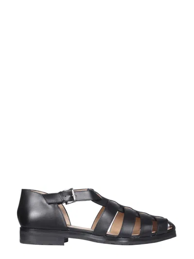 Paraboot Strappy Flat Sandals In Black