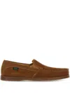 Paraboot Suede Loafers With Rubber Sole And Stitch Detailing