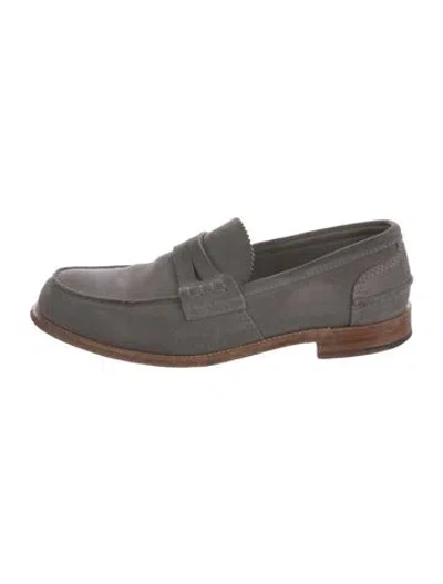 Pre-owned Paraboot Suede Loafers In Gray