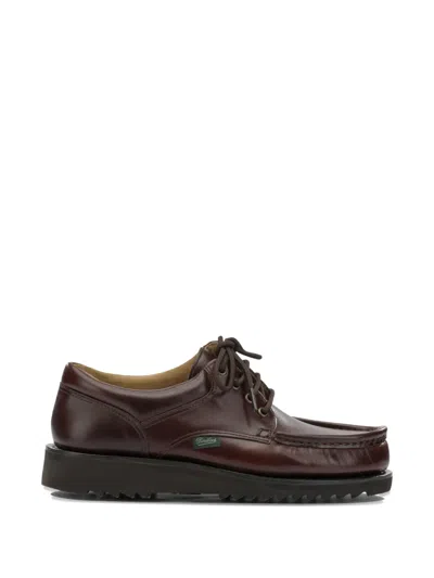 Paraboot Brown Leather Lace-up Dress Shoes In Burgundy