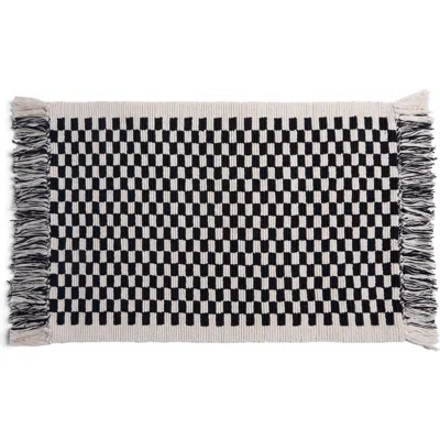 Parachute Check Orgaic Cotton Bath Mat In Natural And Black