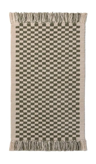 Parachute Checkered Bath Tub Mat In Natural & Thyme