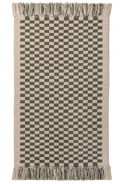 Parachute Checkered Bath Tub Mat In Natural & Thyme