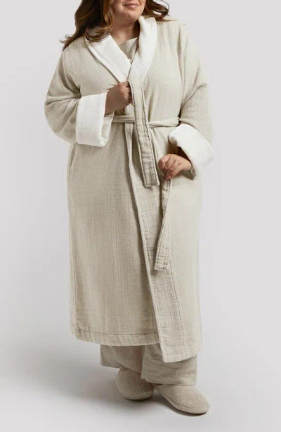 Parachute Cloud Organic Cotton & Linen Dressing Gown In Natural With Cream