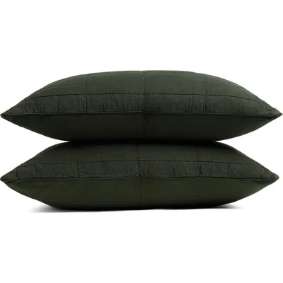 Parachute Linen Box Quilted Sham Set In Green