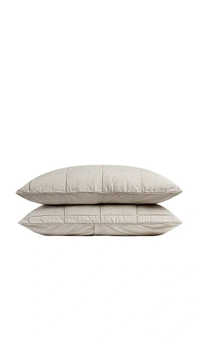 Parachute Linen Box Quilted Sham Set In Neutral