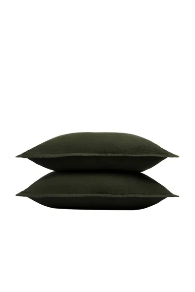 Parachute Linen Sham Set In Evergreen