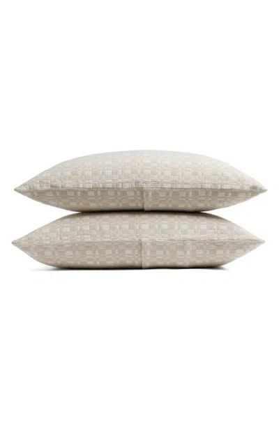 Parachute Modern Check Set Of 2 Organic Cotton Jacquard Pillow Shams In Brown