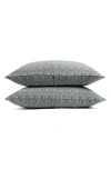 Parachute Modern Check Set Of 2 Organic Cotton Jacquard Pillow Shams In Green
