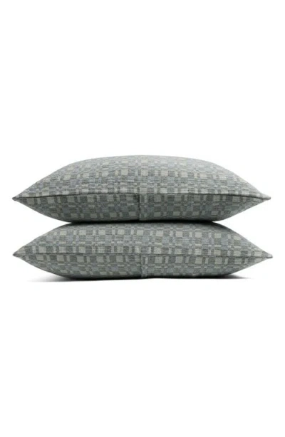 Parachute Modern Check Set Of 2 Organic Cotton Jacquard Pillow Shams In Green