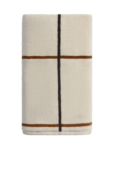Parachute Organic Plush Bath Towel In Bone Windowpane