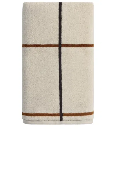 Parachute Organic Plush Bath Towel In Bone Windowpane