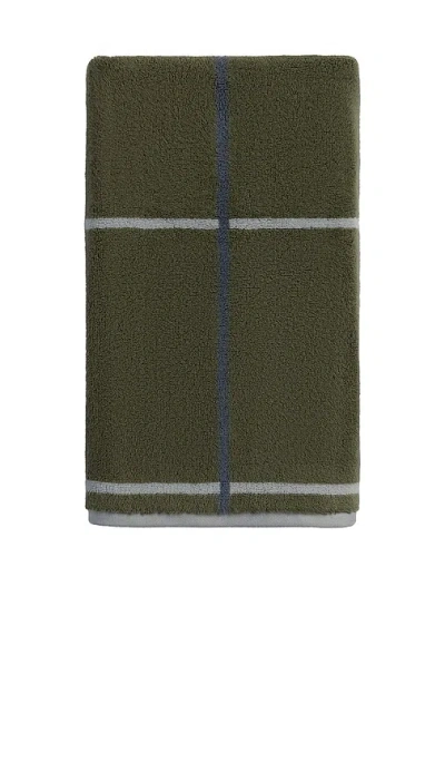 Parachute Organic Plush Bath Towel In Thyme Windowpane