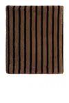Parachute Organic Resort Stripe Bath Sheet In Camel With Soft Black