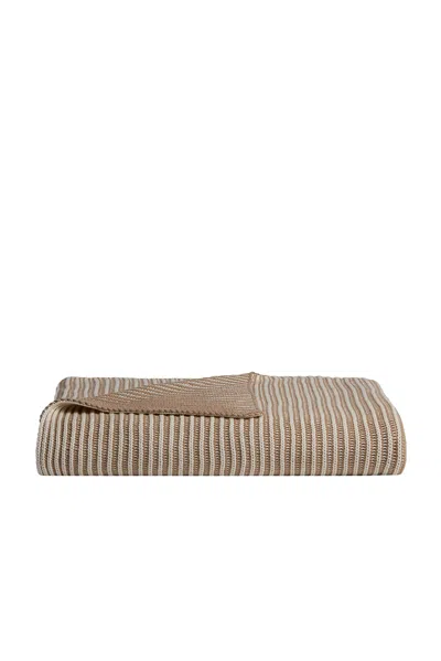 Parachute Organic Two Tone Rib Knit Throw In Natural & Ivory