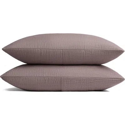 Parachute Set Of 2 Cloud Organic Cotton Gauze Shams In Brown