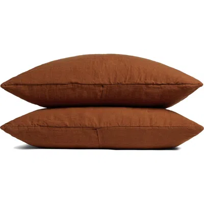 Parachute Set Of 2 Everyday Linen Shams In Brown
