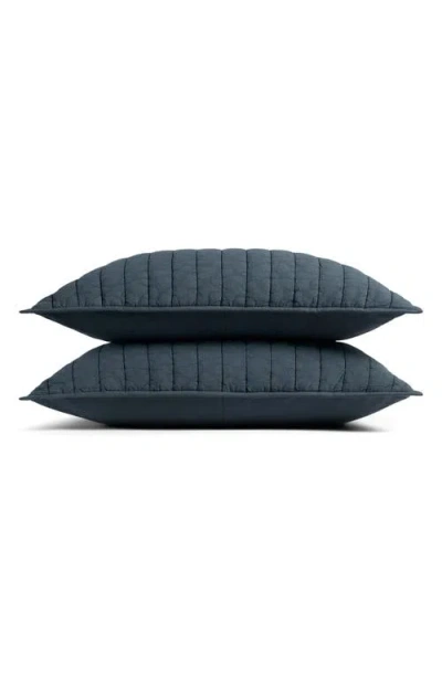 Parachute Set Of 2 Garment Dye Channel Quilted Pillow Shams In Blue