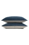 Parachute Set Of 2 Hand Stitched Velveteen Pillow Shams In Blue