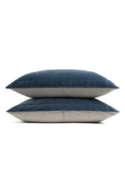 Parachute Set Of 2 Hand Stitched Velveteen Pillow Shams In Blue