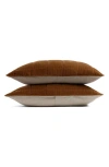 Parachute Set Of 2 Hand Stitched Velveteen Pillow Shams In Brown