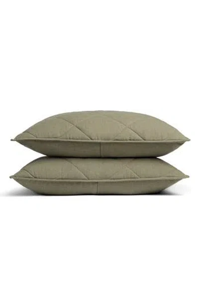 Parachute Set Of 2 Quilted Flannel Pillow Shams In Green