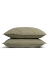 Parachute Set Of 2 Quilted Flannel Pillow Shams In Thyme
