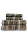 Parachute Set Of 4 Assorted Plaid Waffle Stitch Turkish Cotton Towels