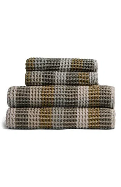 Parachute Set Of 4 Assorted Plaid Waffle Stitch Turkish Cotton Towels