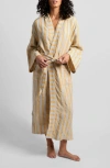 Parachute Stripe Linen Robe In Natural With Yellow