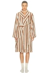 Parachute Stripe Terry Cloth Robe In Brown