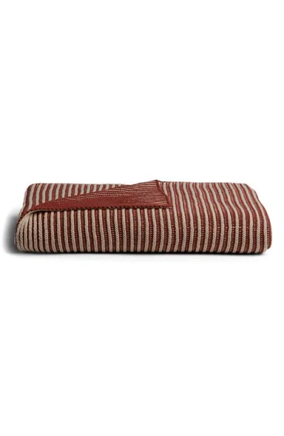 Parachute Two-tone Organic Cotton Ribbed Throw Blanket In Canyon And Natural