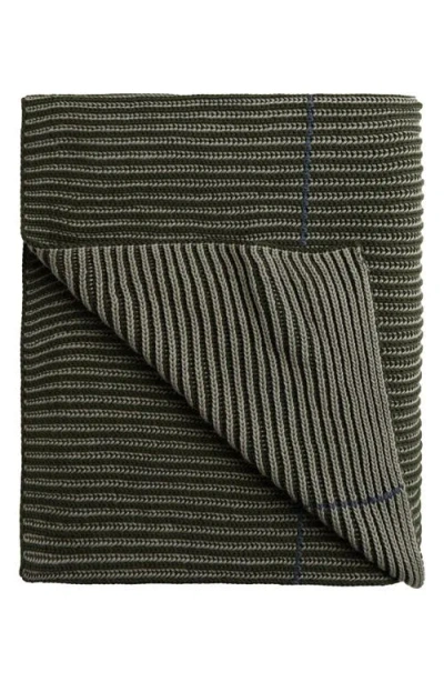 Parachute Two-tone Organic Cotton Ribbed Throw Blanket In Green