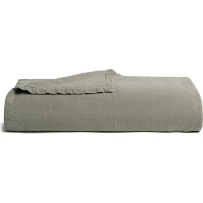Parachute Vintaged Linen Bed Cover In Moss